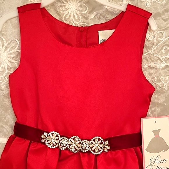 NEW Rare Editions Toddler Girl Fancy Dress, Rhinestones, Pearls & Velvet Trim, 5 - Picture 4 of 13